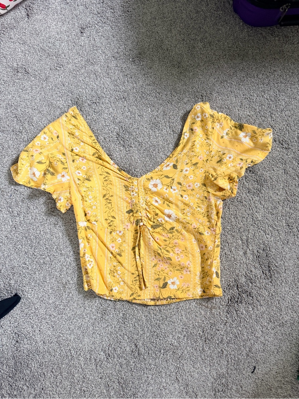 O'Neill Yellow Floral Ruched Crop Top